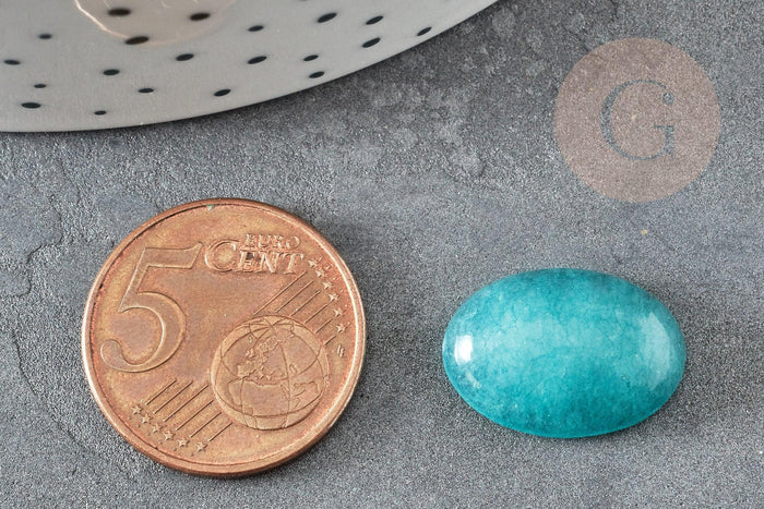 Cabochon ovale en jade naturel vert aqua 13x18mm, x1 (G2480)