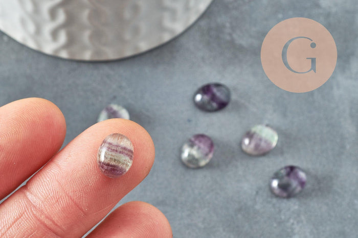 Cabochon ovale fluorite naturelle 10.5 x8mm, x1 (G9697)