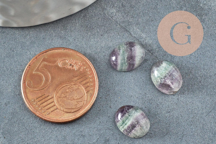 Cabochon ovale fluorite naturelle 10.5 x8mm, x1 (G9697)