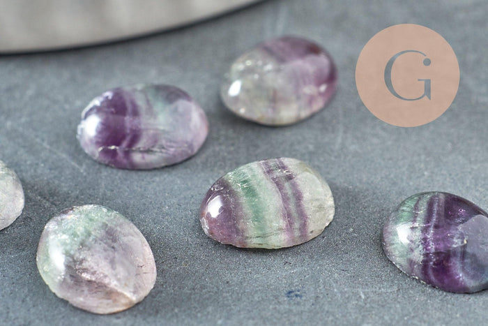 Cabochon ovale fluorite naturelle 10.5 x8mm, x1 (G9697)