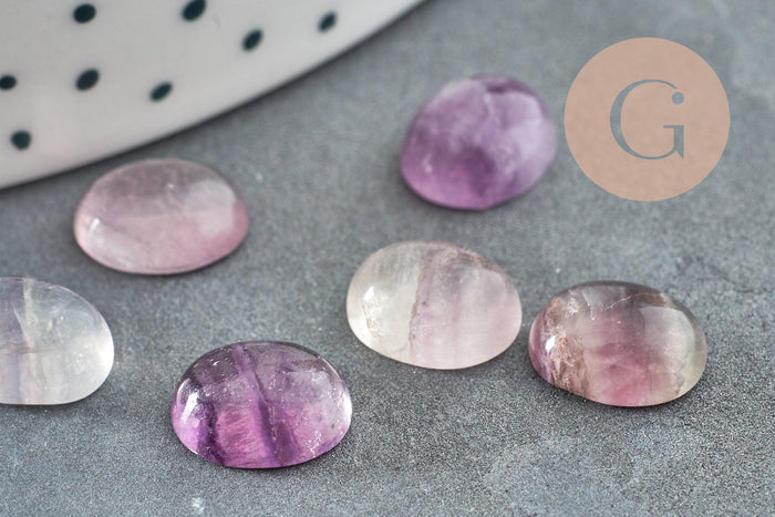 Cabochon ovale fluorite violette naturelle 10x8mm, x1 (G8677)