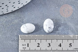 Cabochon ovale howlite blanche naturelle 14 x10mm, x1 (G8691)