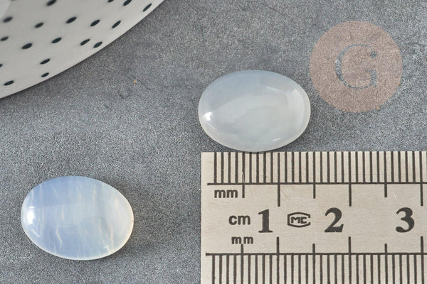 Cabochon ovale jade naturel blanc 16mm, x1 (G1294)