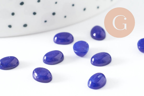 Cabochon ovale jade naturel bleu roi 8x6mm, x1 (G10122)