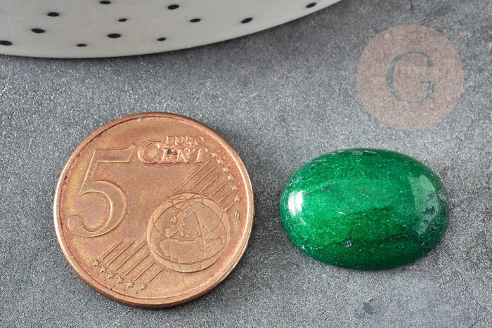 Cabochon ovale jade naturel marbré vert 18 x13mm, x1 (G2064)