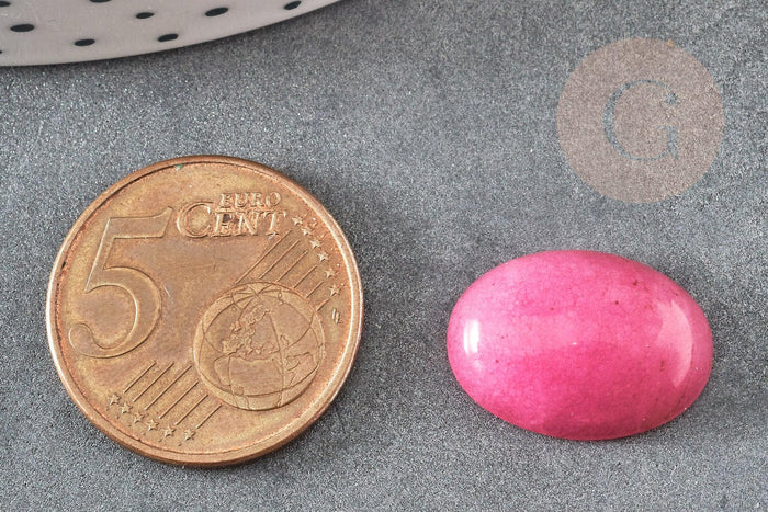 Cabochon ovale jade naturel teinté rose 18 x13mm, x1 (G2079)