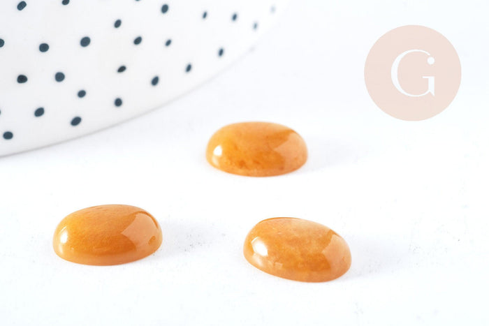 Cabochon ovale jade naturelle jaune topaze 14x10mm, x1 (G8601)