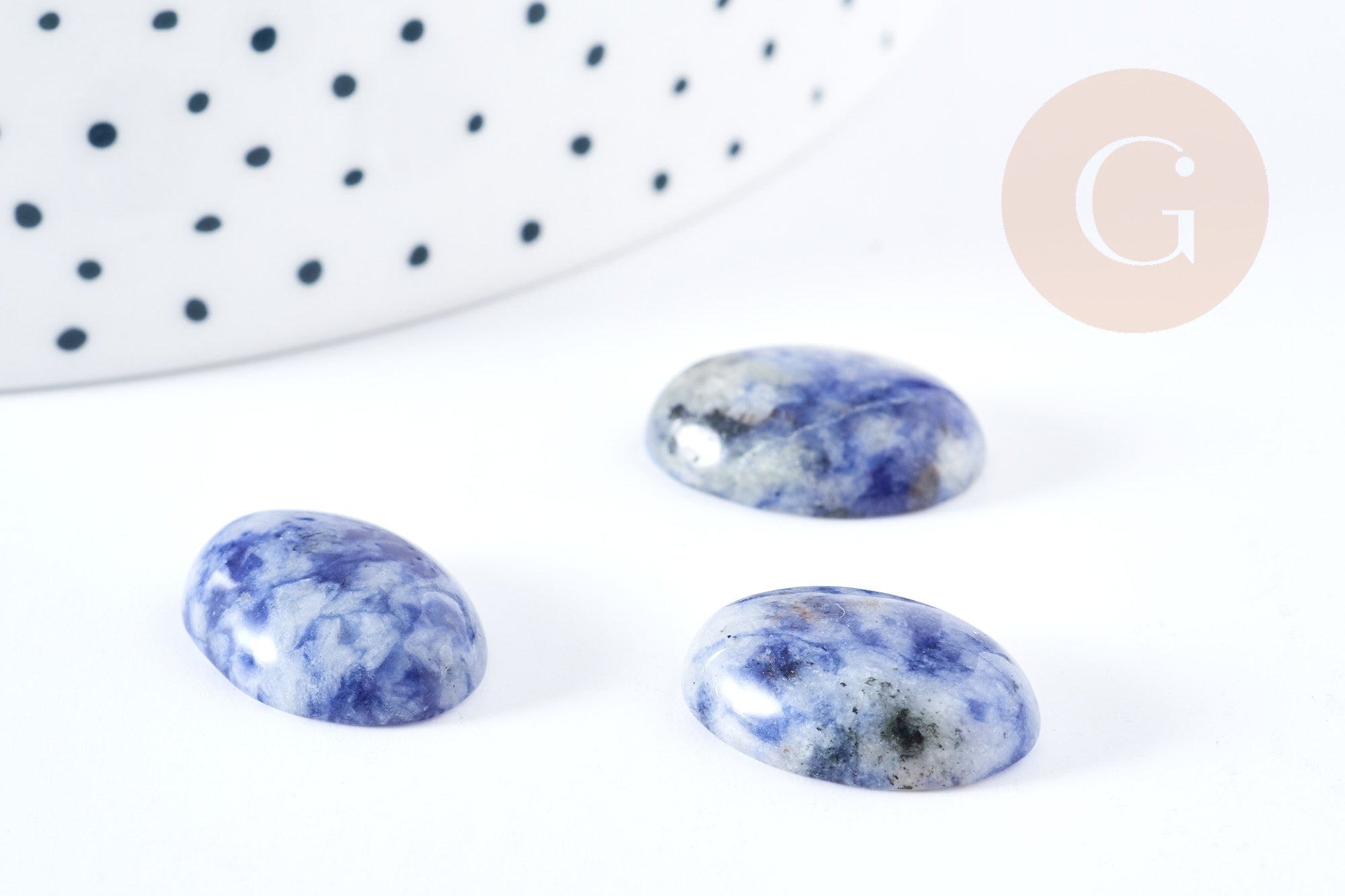 Cabochon ovale jaspe bleu naturel 18x13mm, x1 G8672