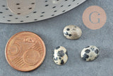 Cabochon ovale jaspe dalmatien naturel 10x8mm, x1 (G1590)
