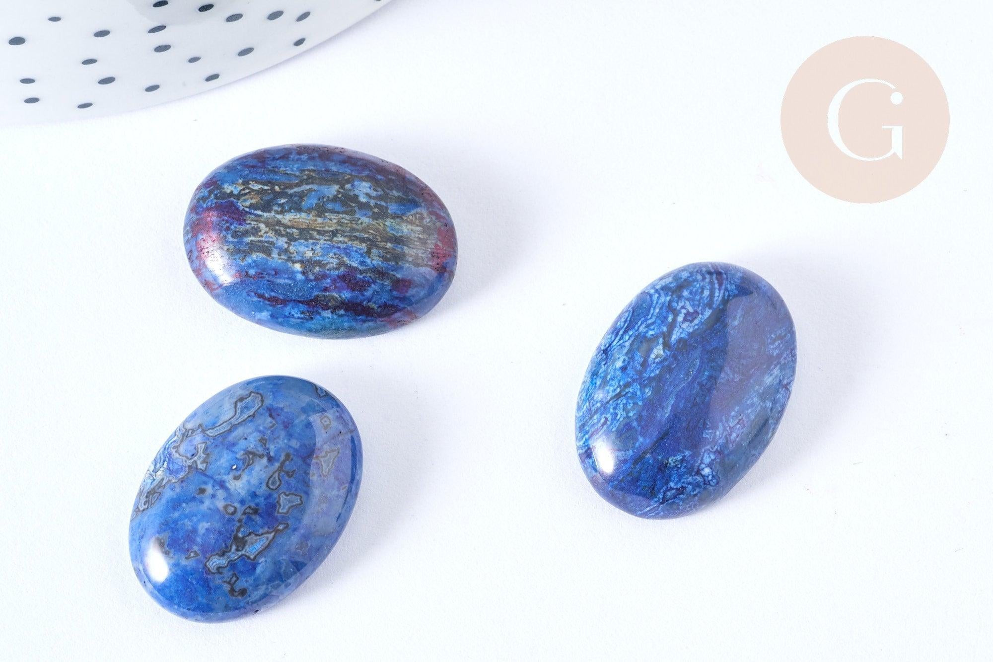 Cabochon ovale jaspe ondulé bleu foncé 25mm, x1 (G7652)