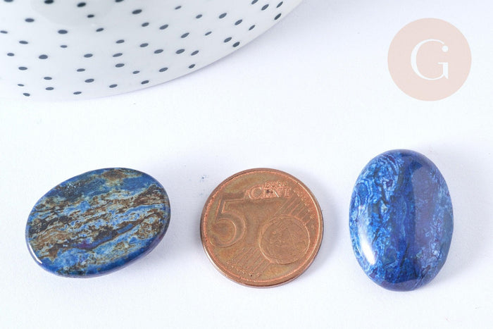 Cabochon ovale jaspe ondulé bleu foncé 25mm, x1 (G7652)