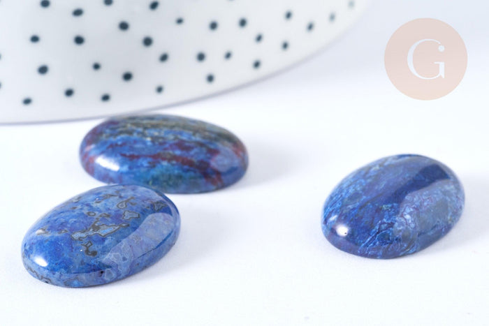 Cabochon ovale jaspe ondulé bleu foncé 25mm, x1 (G7652)