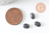 Cabochon ovale larvikite grise naturelle 8x6mm, création bijoux pierre naturelle, x1 (G10178)