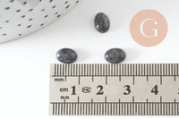 Cabochon ovale larvikite grise naturelle 8x6mm, création bijoux pierre naturelle, x1 (G10178)
