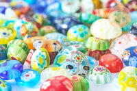 Cabochon ovale millefiori tailles variées 10-14mm, x10 (G8733)