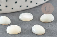 Cabochon ovale nacre blanche naturelle 10x8mm, x1 (G0372)