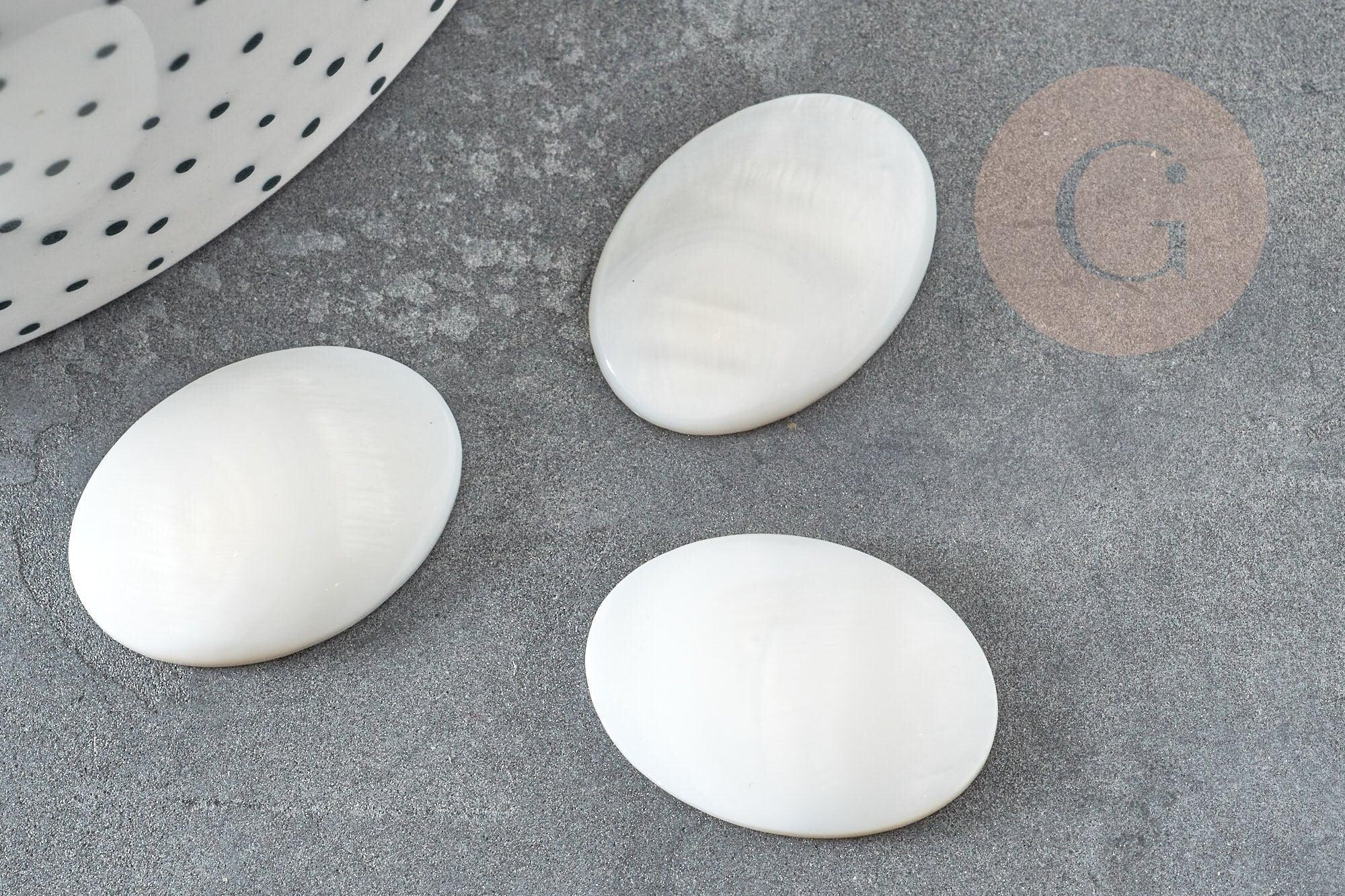 Cabochon ovale nacre blanche naturelle 25mm, x1 (G5052)