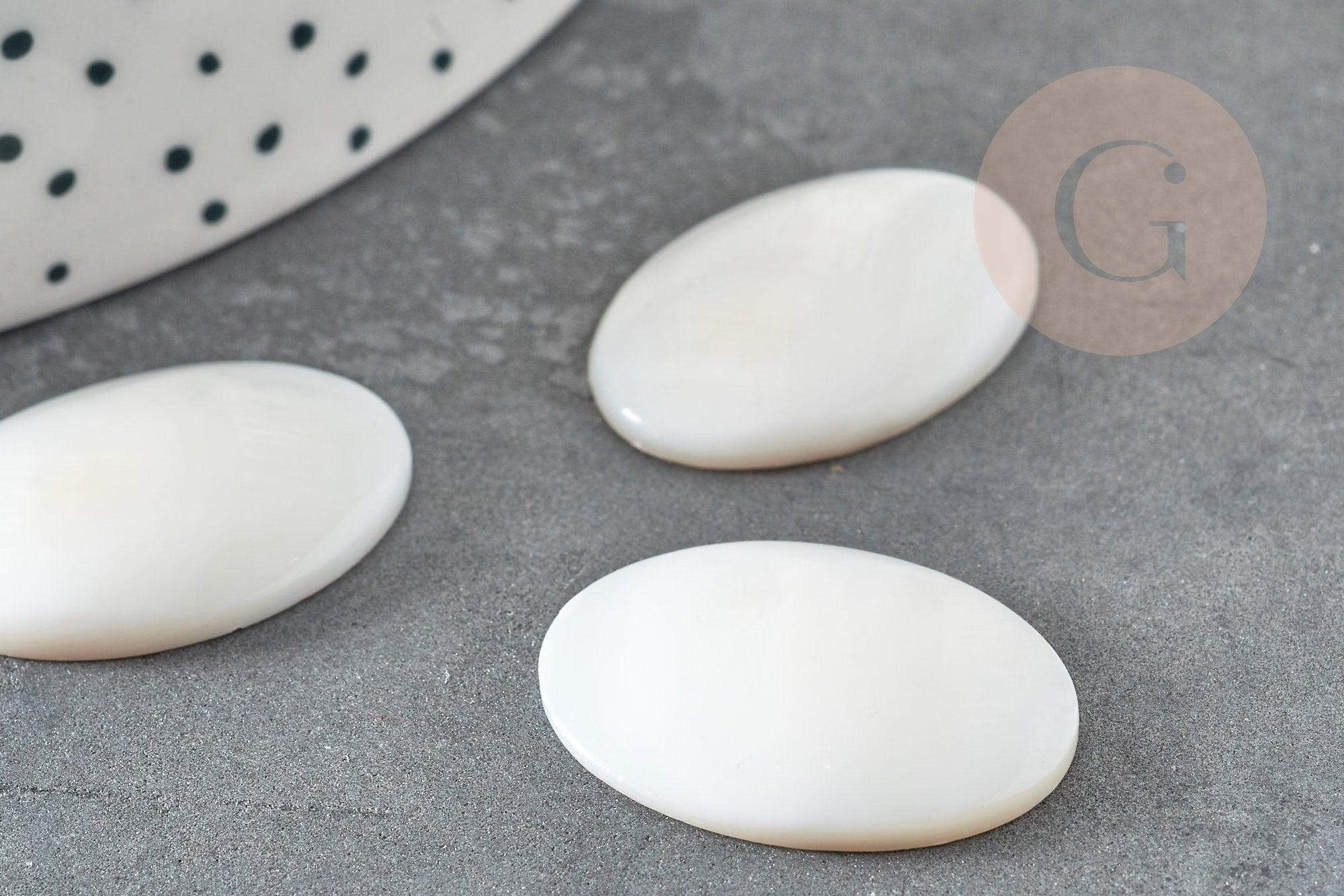 Cabochon ovale nacre blanche naturelle 25mm, x1 (G5052)