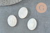 Cabochon ovale nacre blanche naturelle gravé Coeur Ex Voto 20x15mm, x1 (G9623)