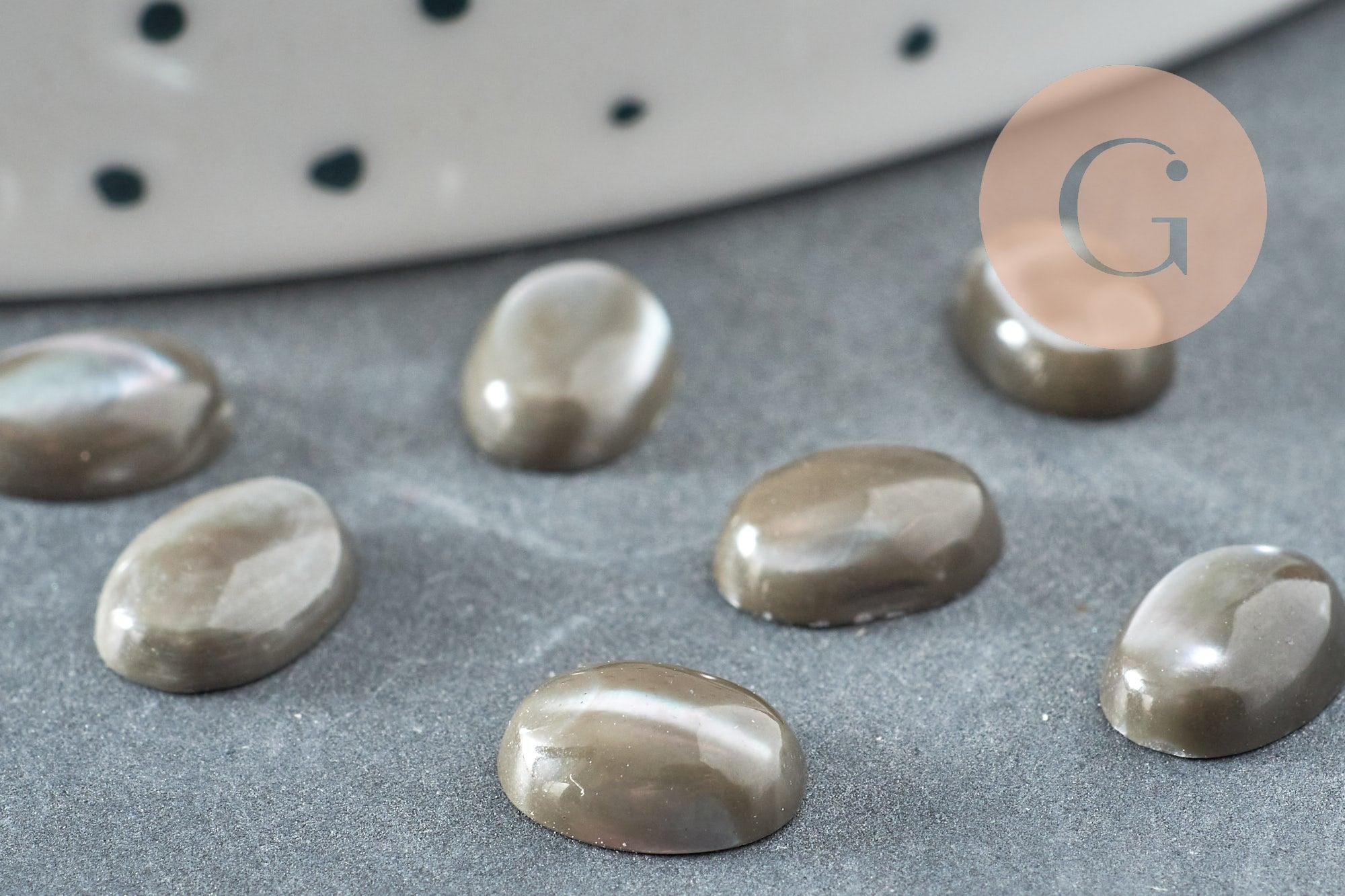 Cabochon ovale nacre noire naturel 8x6mm, x1 (G1083)