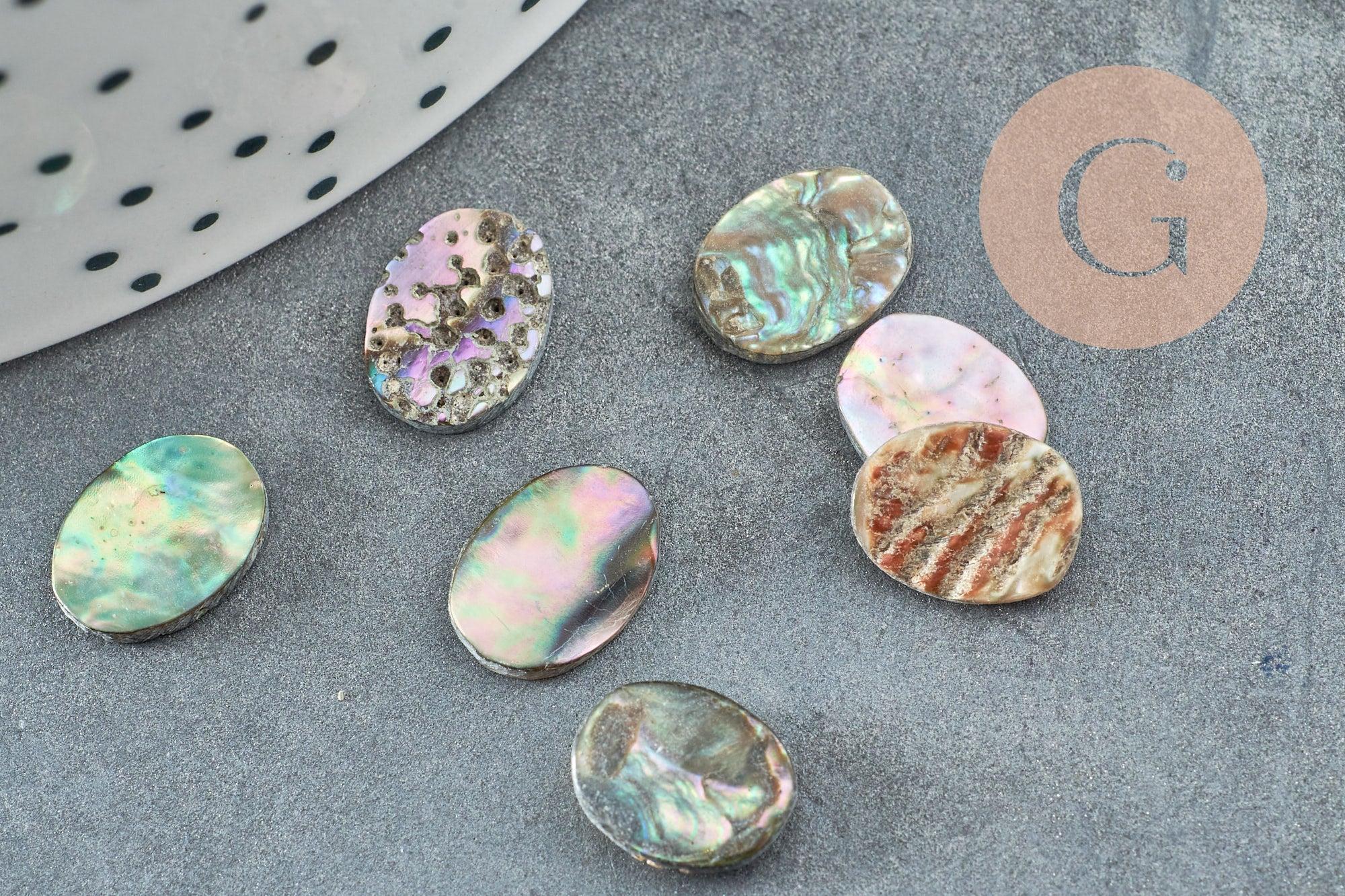 Cabochon ovale nacre noire ormeau naturel 10x8mm, x1 (G8687)