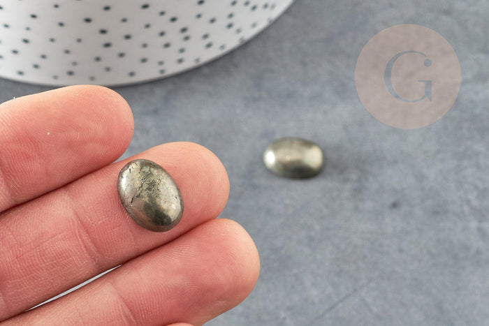 Cabochon ovale pyrite grise naturelle 14 x10mm, x1 (G2224)