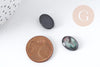 Cabochon ovale résine noire imitation nacre 14x10mm, x1 (G9101)