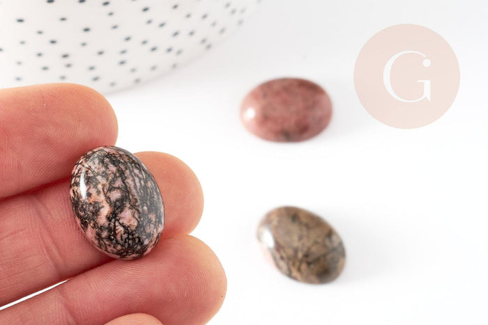Cabochon ovale rhodonite naturelle 20x15mm, x1 (G2237)