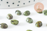Cabochon ovale turquoise africaine naturelle 8x6mm, création bijoux pierre naturelle, x1 (G10177)