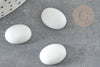 Cabochon ovale verre blanc imitation porcelaine 16x12mm, x1 (G2821)