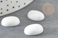Cabochon ovale verre blanc imitation porcelaine 16x12mm, x1 (G2821)