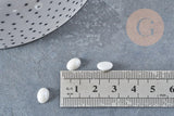 Cabochon ovale verre irisé blanc 8x6mm, x10 (G8893)