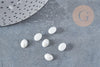 Cabochon ovale verre irisé blanc 8x6mm, x10 (G8893)