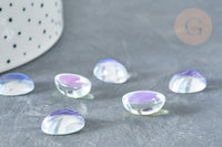 Cabochon ovale verre ovale clair AB 14mm, x1 (G8334)