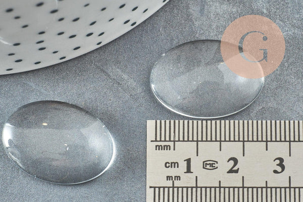Cabochon ovale verre transparent 25mm, x10 (G0269)