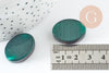 Cabochon ovale vert verre oeil de chat 28x18mm, x1 (G1026)