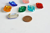 Cabochon plastique resine rectangulaire multicolore 25mm, x1 (G0657)