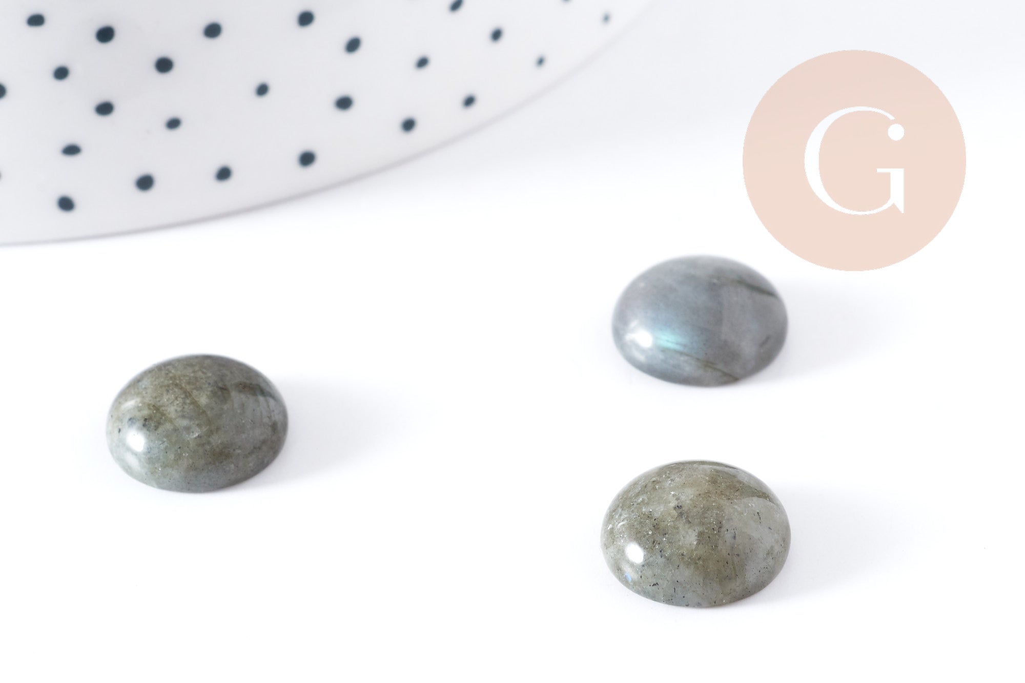 Cabochon rond Labradorite naturelle rond 14x8mm, x1 (G8942)