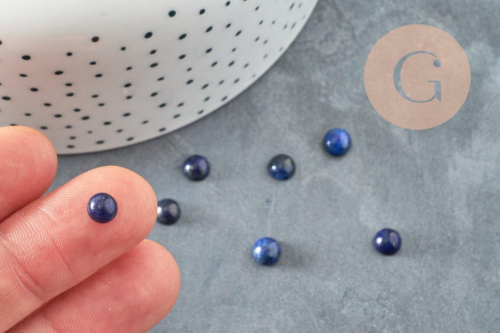 Cabochon rond Lapis Lazulis naturel 6mm, x1 (G0176)