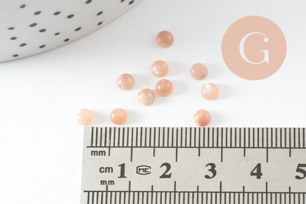 Cabochon rond Pierre du soleil naturelle 4mm, x1 (G10037)