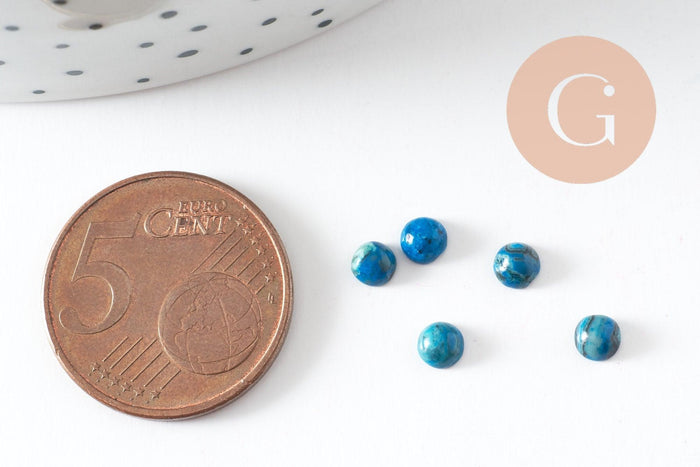 Cabochon rond agate naturelle bleu 4mm, x1 (G10032)