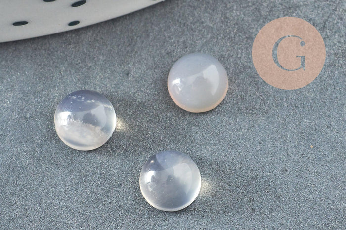 Cabochon rond agate naturelle gris 6mm, x1 (G6990)