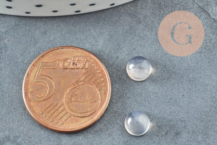 Cabochon rond agate naturelle gris 6mm, x1 (G6990)