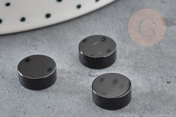 Cabochon rond agate naturelle noire 10mm, x1 (G2249)