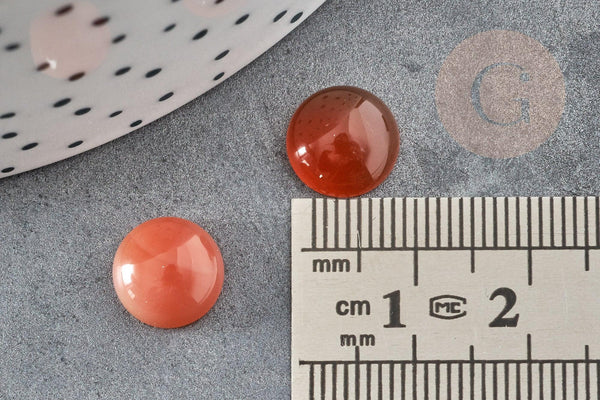 Cabochon rond agate naturelle orange 10mm, x1 (G0606)