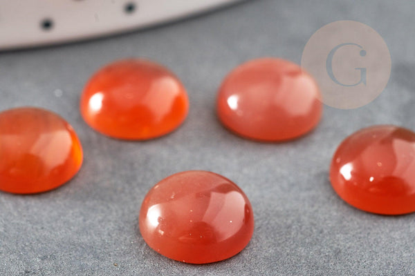 Cabochon rond agate naturelle orange 10mm, x1 (G0606)