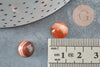 Cabochon rond agate naturelle orange rayée 10mm, x1 (G8603)