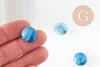 Cabochon rond agate naturelle teinté bleu 16mm, x1 (G9656)