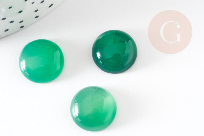 Cabochon rond agate naturelle verte 16mm, x1 (G1861)