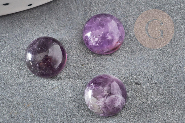 Cabochon rond améthyste naturelle 10mm, x1 (G0318)